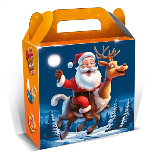 Сладкий новогодний подарок Дед Мороз на олене 1000 грамм премиум